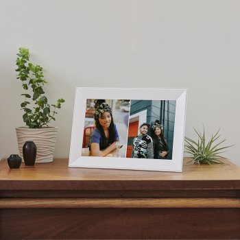 White Carver digital frame on table